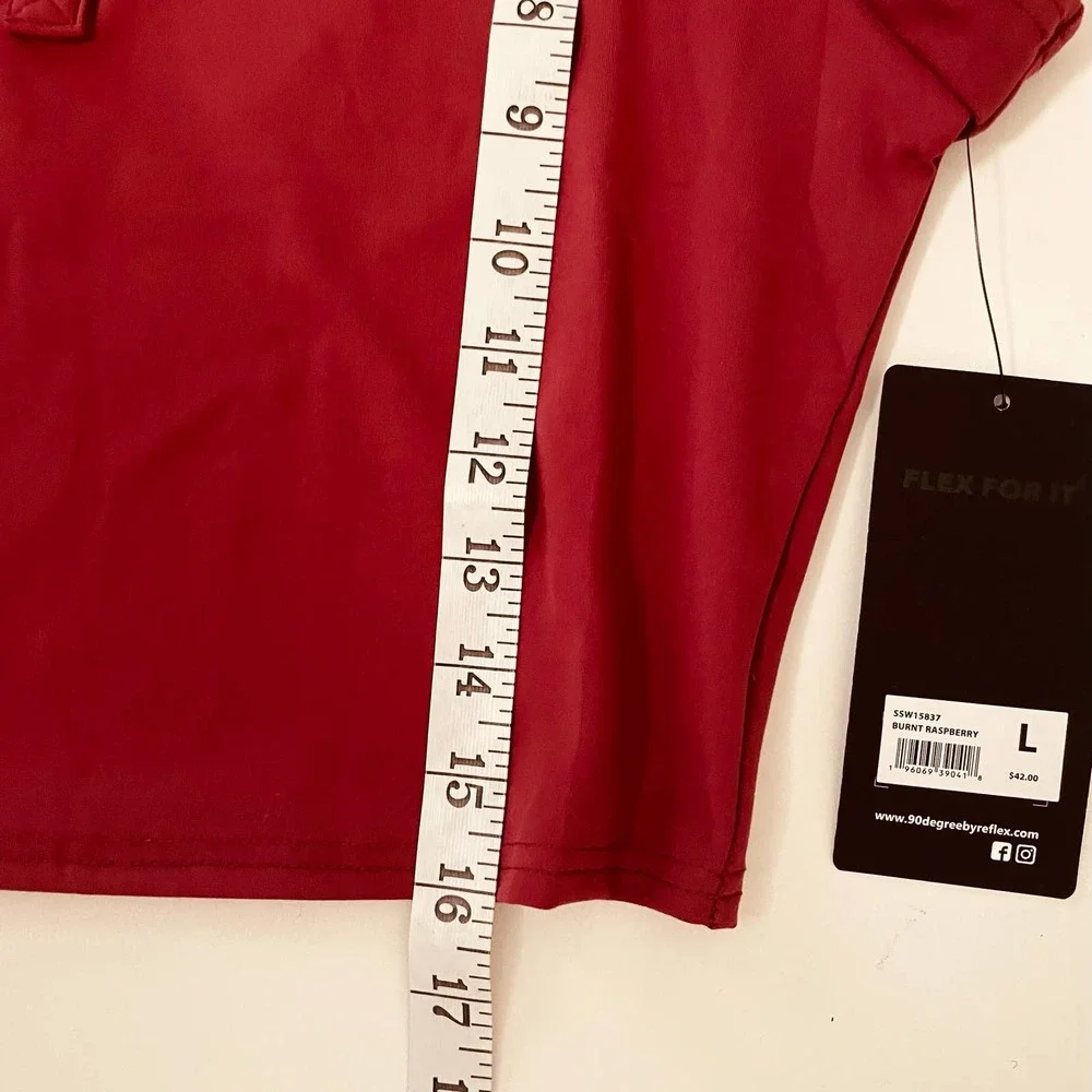 90Degree Lux Flex Short Sleeve Cropped Tennis Polo - Picture 12 of 14